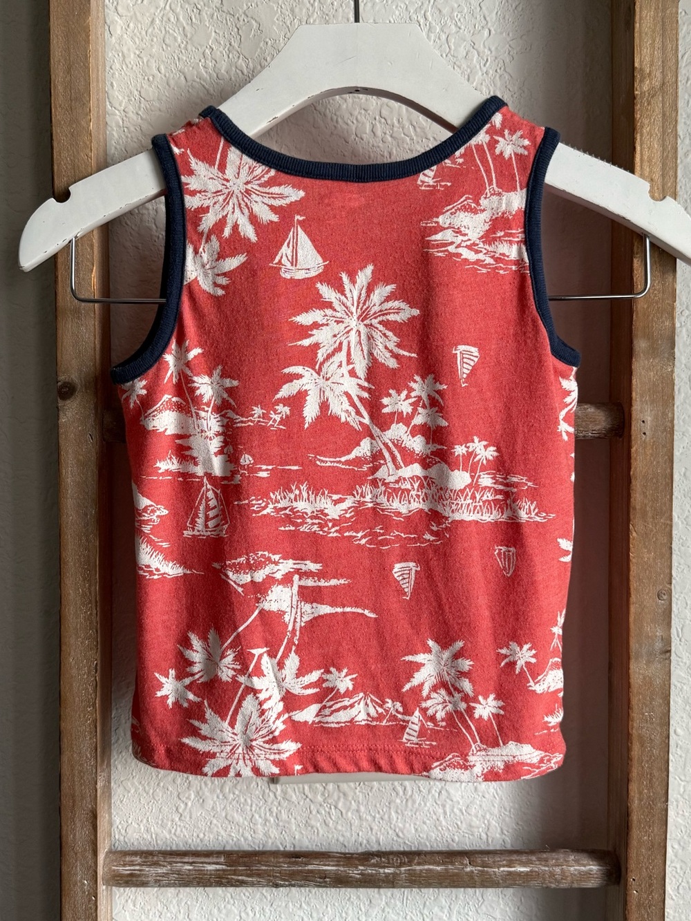Old Navy Hawaiian Print Orange, White, & Navy Tank Top boys sz: 2T - Picture 6 of 6